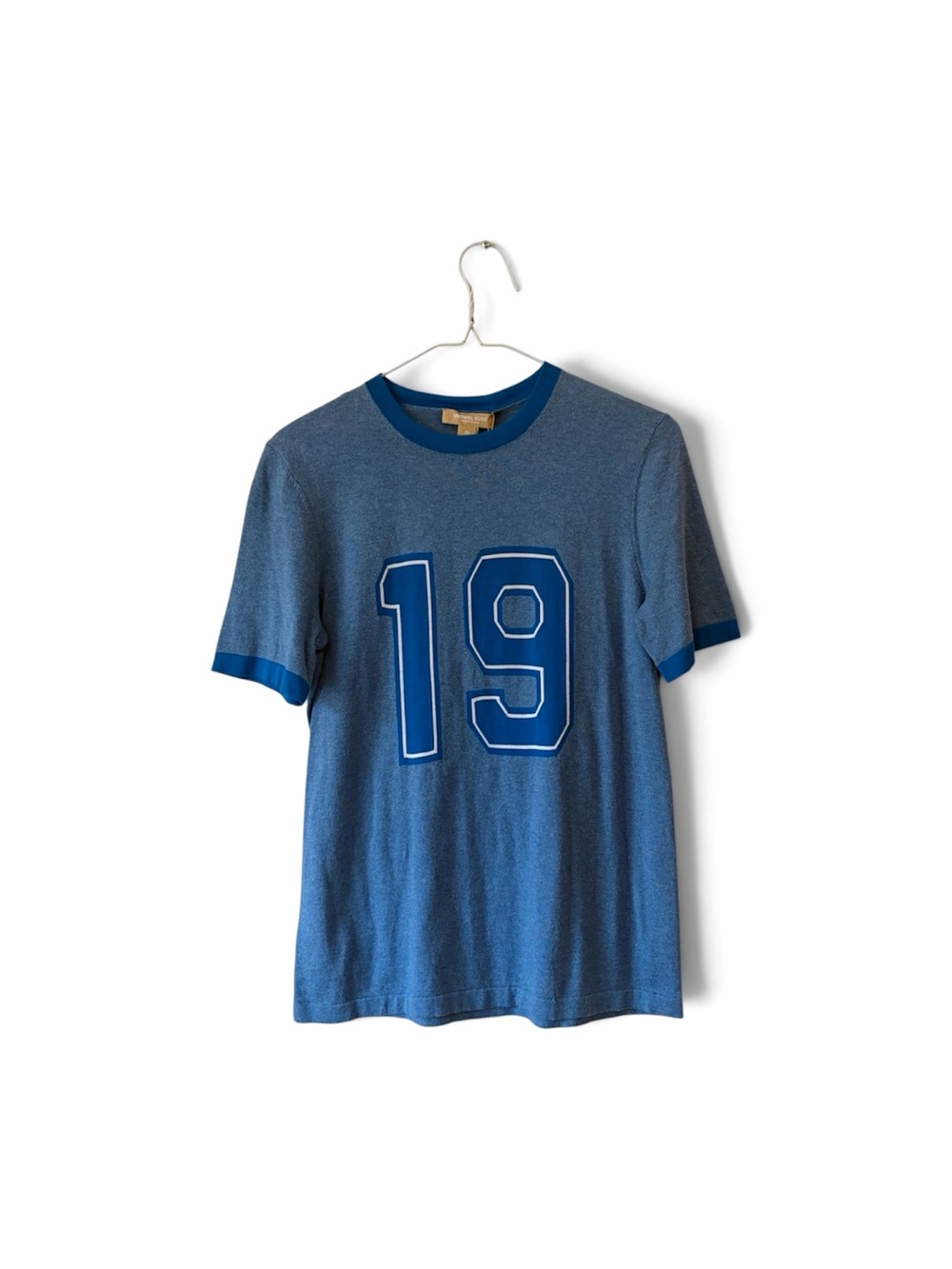 Michael Kors Collection Heather Blue '1981’ Short Sleeve Ringer Tee